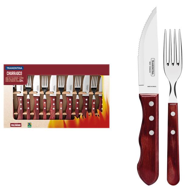 Tramontina Juego Asado 12 Cubiertos Polywood 21199/796