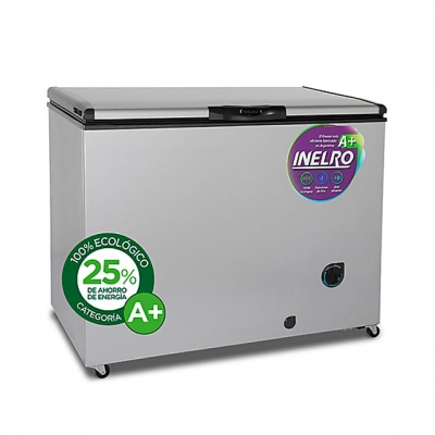 Inelro Freezer Horizontal Exhibidora Fih350pi 279lts Inverter Plus Tapa Vidrio Blanco/plata