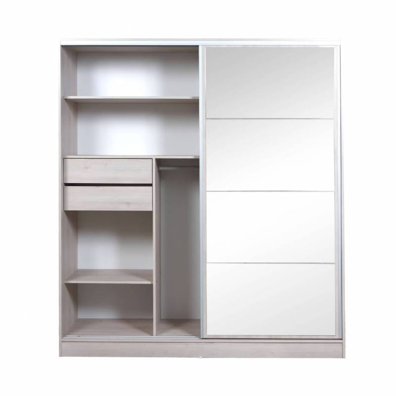 Ricchezze Murano Placard Corredizo 2 Puertas 1.80 C/Espejo Pino Blanco