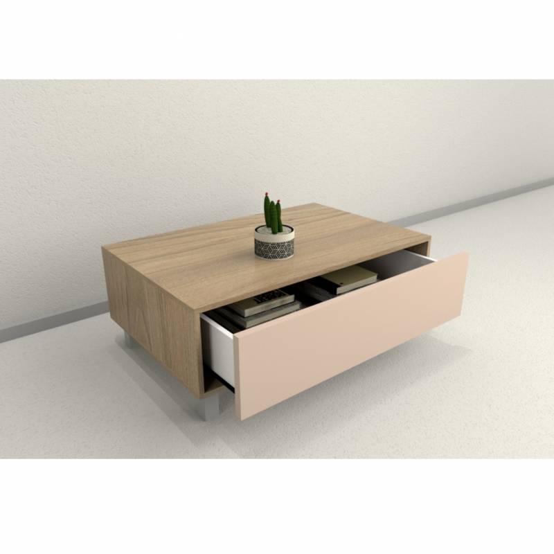 Tables Minimal Mesa De Living C/cajon Combinado Olmo Gris 2021-cog