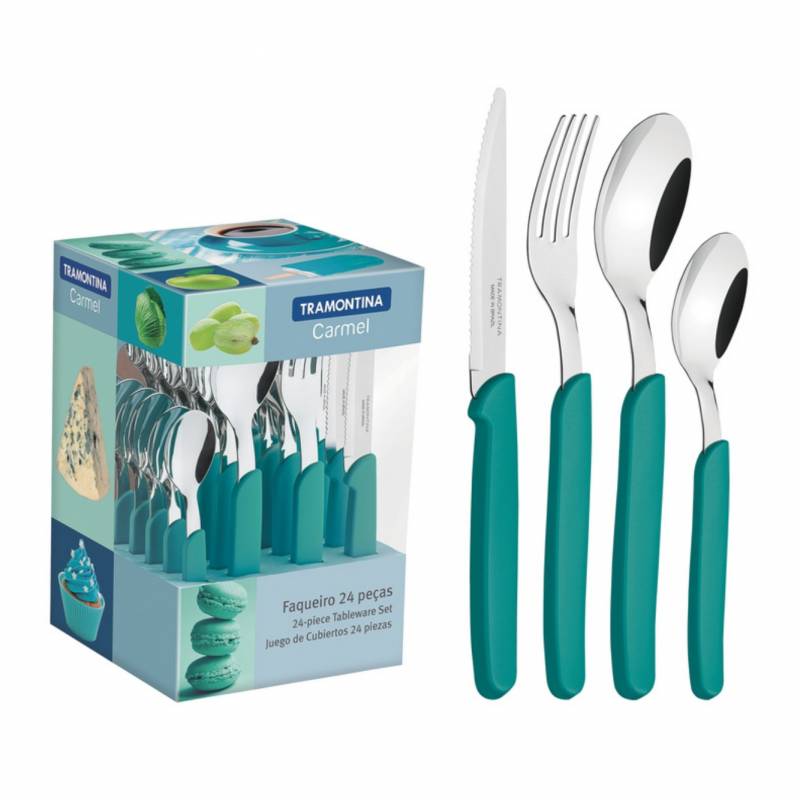 Tramontina Juego 24 Cubiertos Carmel 23499/025 Turquesa