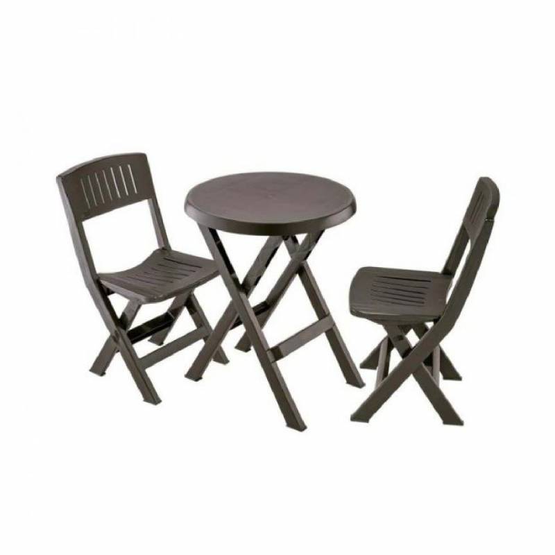 Rimax  Juego Jardin Uruguay Mesa + 2 Silla Plasticas 8733-Xp Wengue