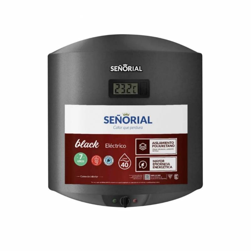 Señorial Termotanque Electrico 40 Lts Black 2.0 Tsbe40 Inferior Colgar