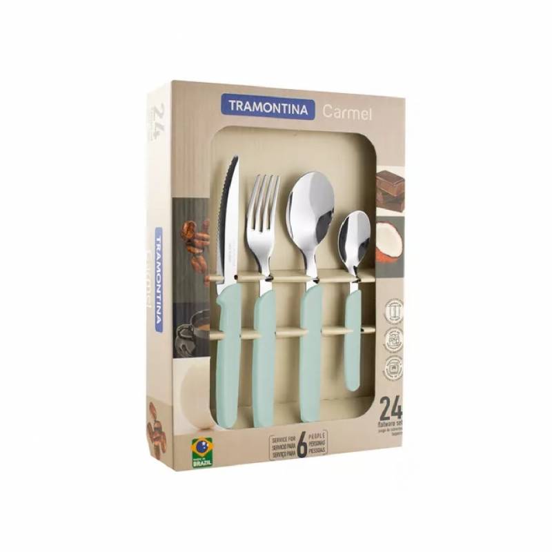 Tramontina Juego 24 Cubiertos Carmel 23499/026 Verde Agua