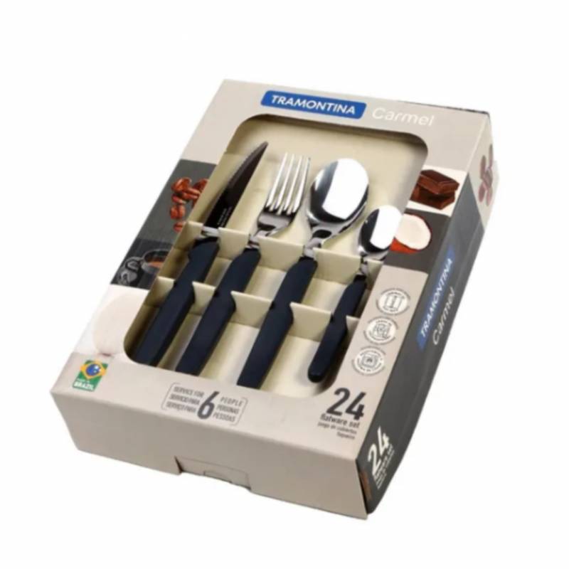 Tramontina Juego 24 Cubiertos Carmel 23499/021 Negro