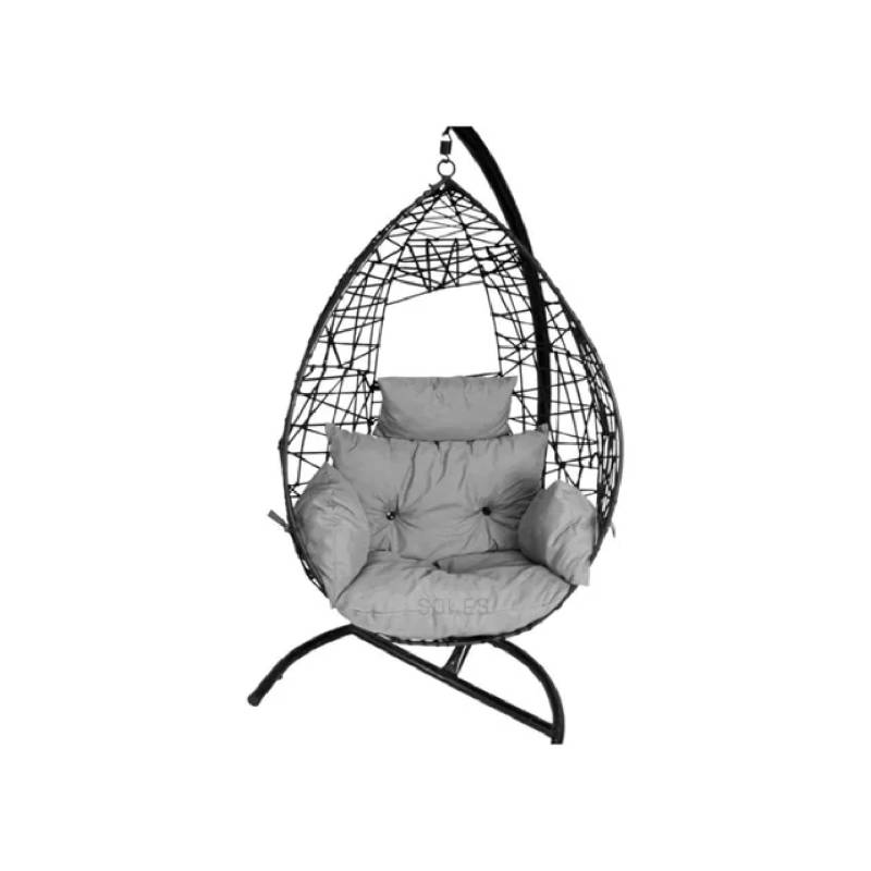 Elfi Hamaca Nido Estructura Negra Almohadon Gris