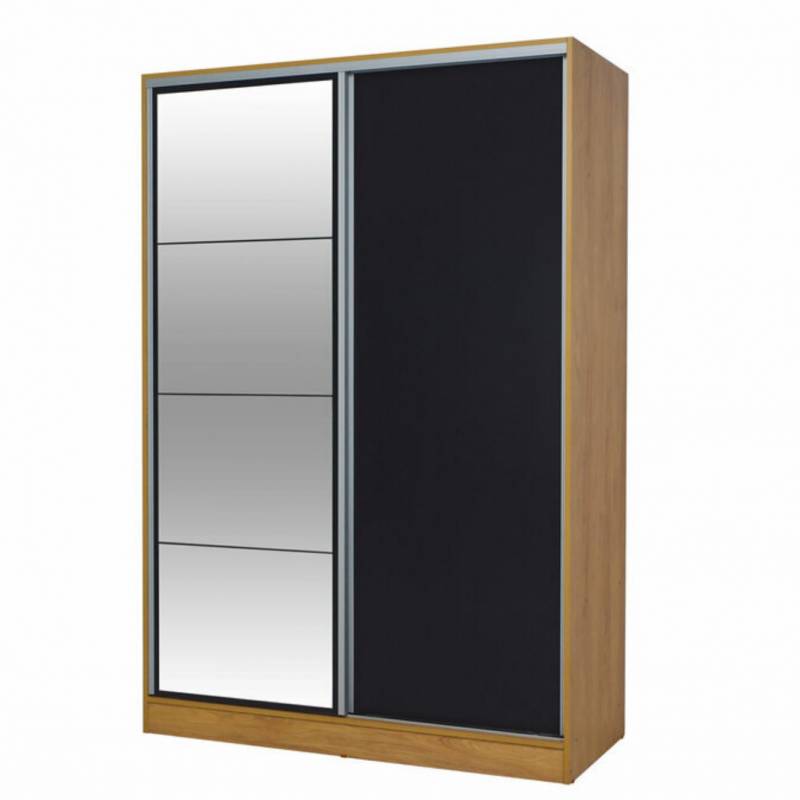 Ricchezze Murano Placard Corredizo 2 Puertas 1.40 C/Espejo Hickory/Negro