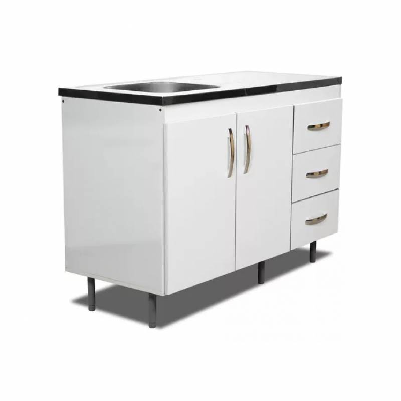 Ricchezze Arco Bajo Mesada 1.40 3 Cajones Blanco Aluminio Sin Mesada