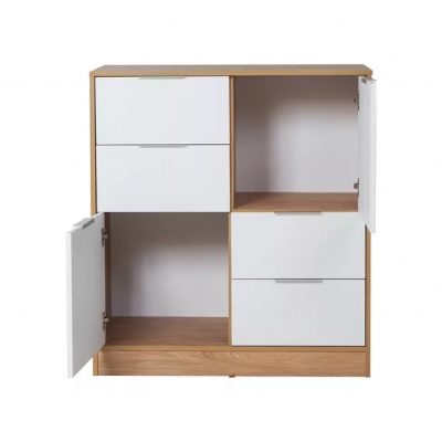 Ricchezze Murano Comoda 2 Puertas 4 Cajones Hickory/Blanco Texturado