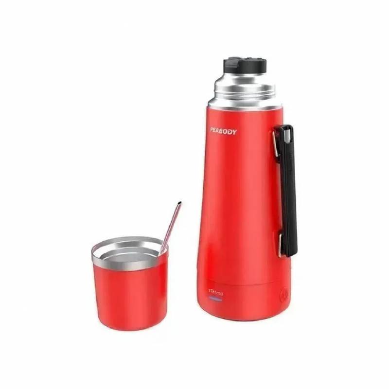 Peabody Termo Electrico Con Bombilla 1Lts Inox Pe-Et1001R Rojo