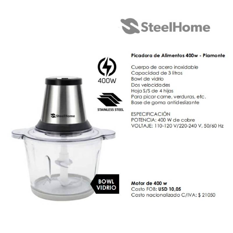 Steel Home Picadora Alimento Sh-Pa400W