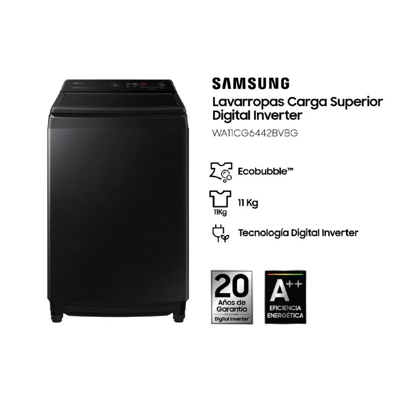 Samsung Lavarropas Superior 11 Kg Wa11Cg6442Bvbg Black