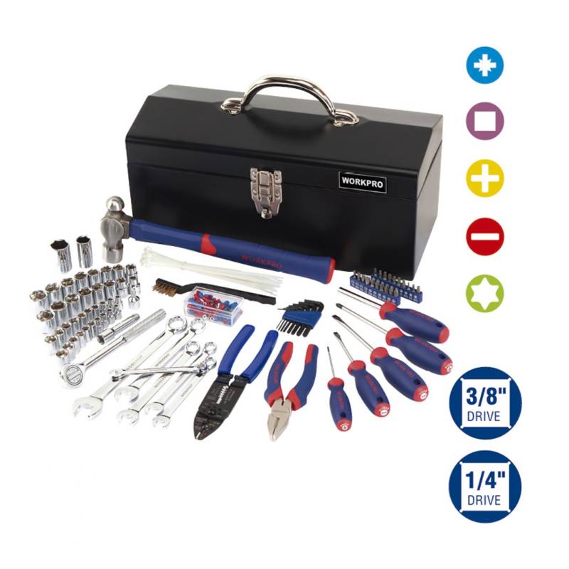 Workpro Jgo De Herramientas Mecanicas 160Pzas W009027 C/Caj Metal