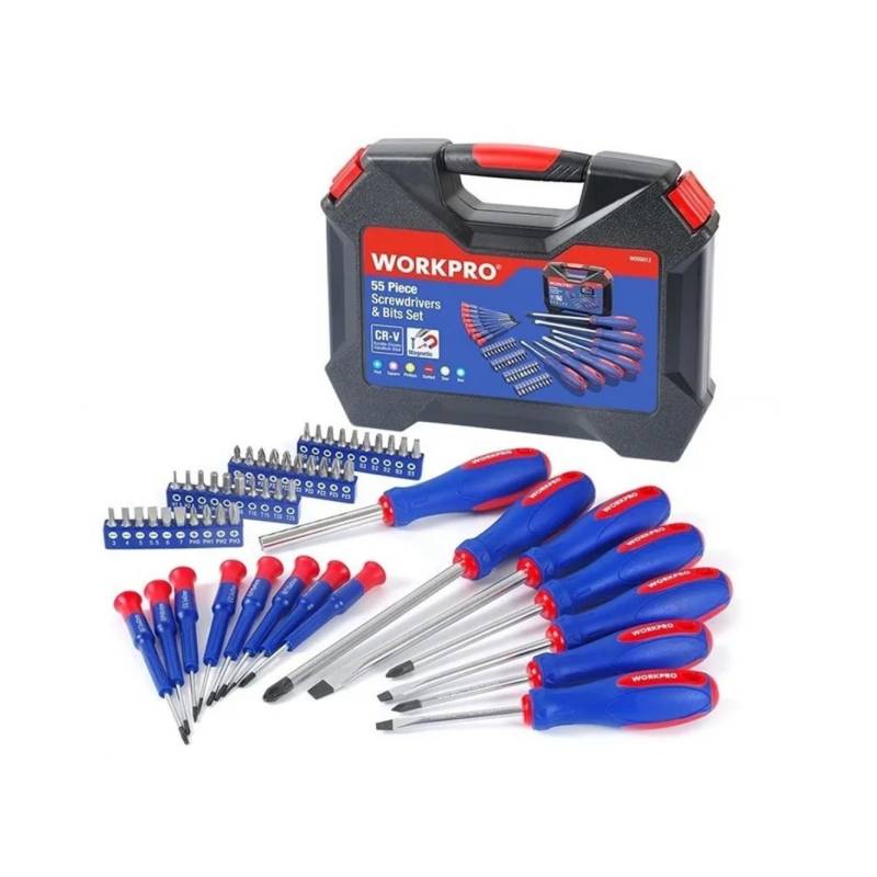 Workpro Jgo De Destornilladores/Puntas 55Pzas W009013 C/Caja Plastica