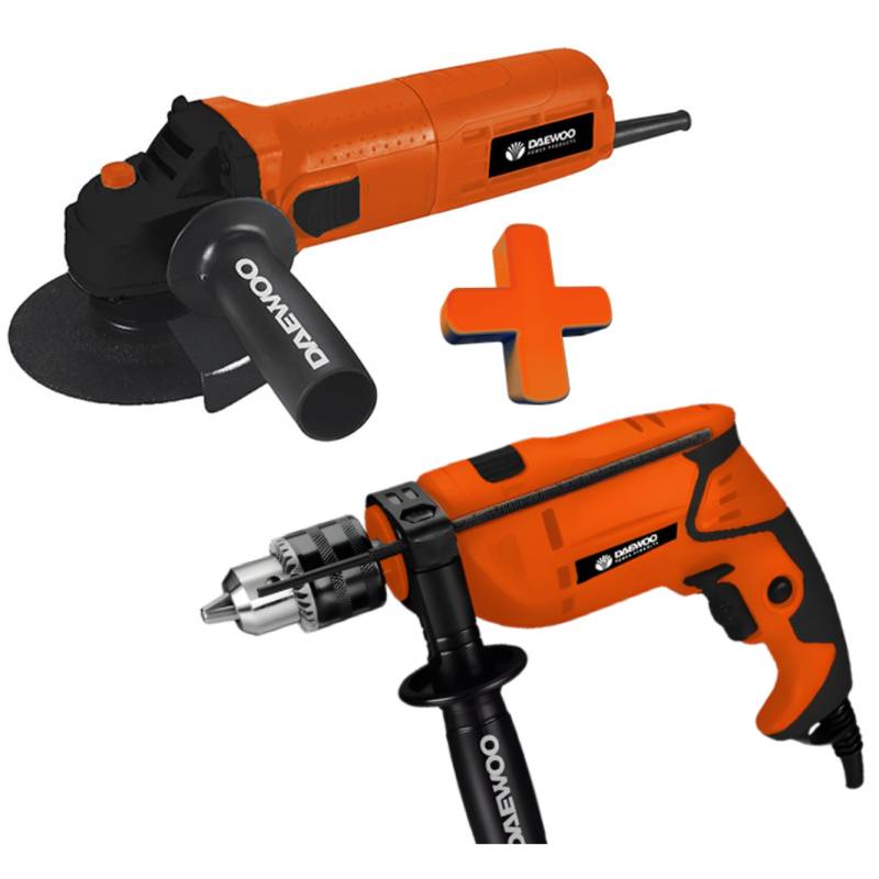 Daewoo Kit Taladro Impacto + Amoladora 15-75C+Daid750