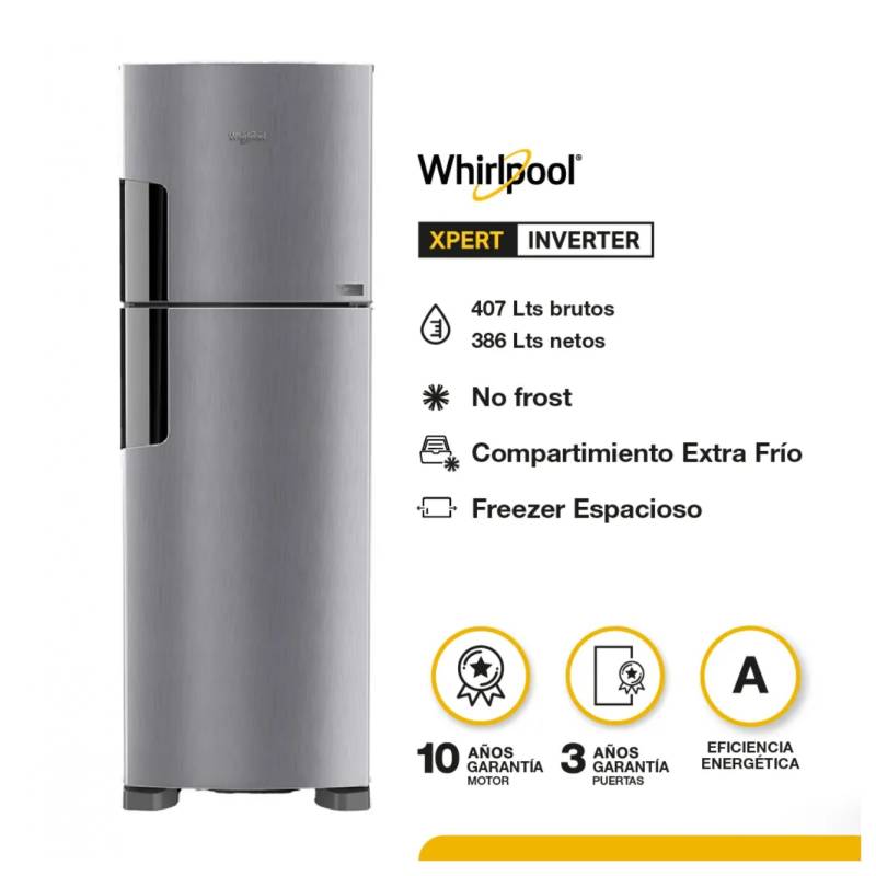 Whirlpool Heladera 386 Lts No Frost Wrm42Hk Inox Inverter
