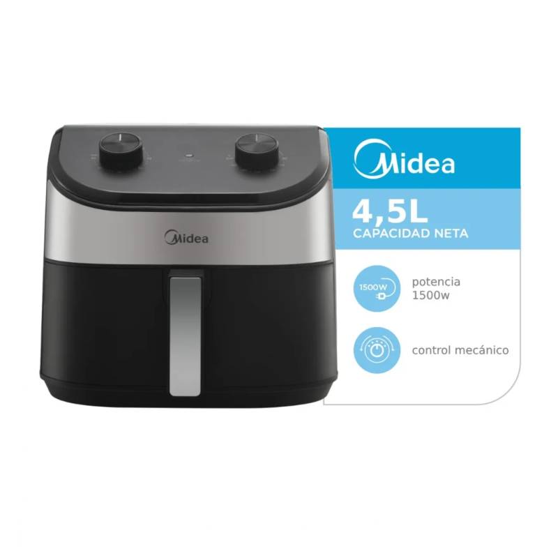 Midea Freidora Sin Aceite 4.5 Lts 1500W Af-Mw45Bar1 Control Mecanica