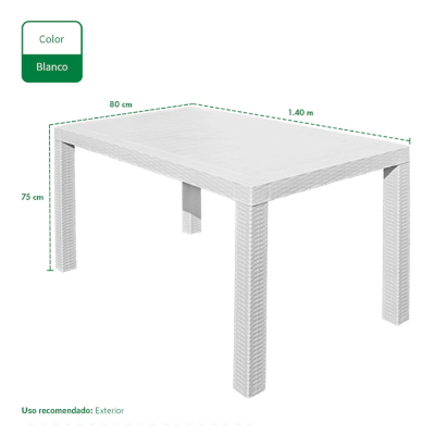 Garden Mesa Ratan Andorra 140X80 Blanca F510000
