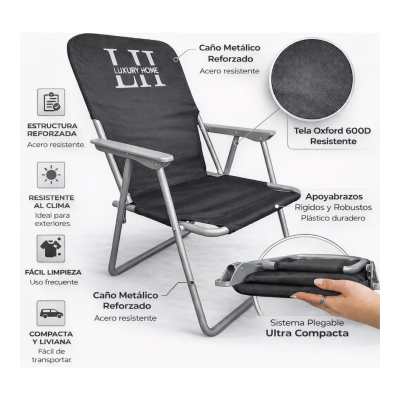 Luxury Home Reposera 1 Posicion Negra Lh-106