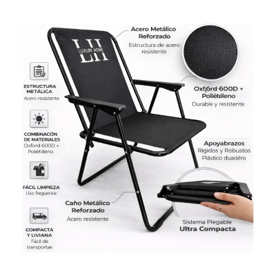 Luxury Home Reposera 1 Posicion Total Black Lh-108