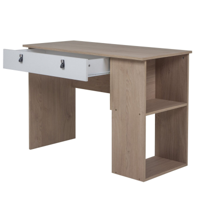 Ricchezze Leggero Escritorio 1.10 1 Cajon C/Biblioteca 2 Estante Roble Kendal Natural/Bco Texturado