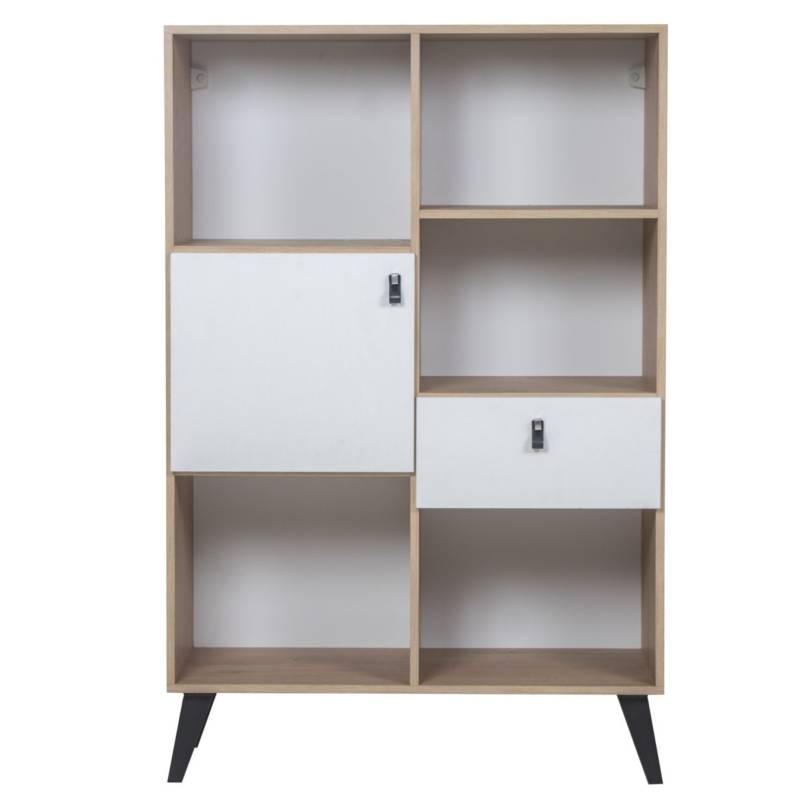 Ricchezze Leggero Biblioteca 5 Espacios 1 Puerta 1 Cajon Roble Kendal Natural/Bco Texturado