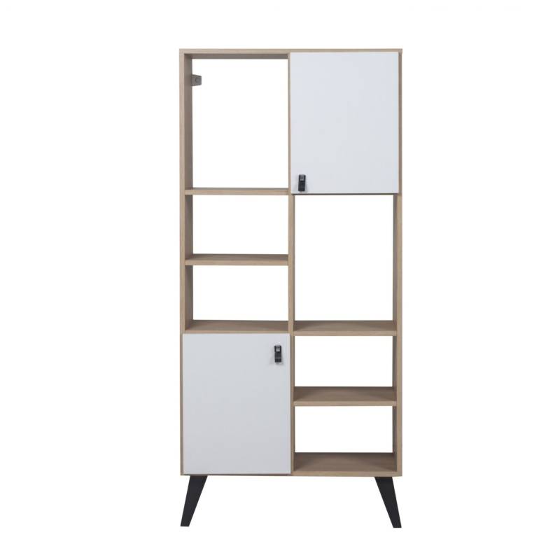 Ricchezze Leggero Biblioteca 6 Espacios 2 Puertas Roble Kendal Natural/Bco Texturado