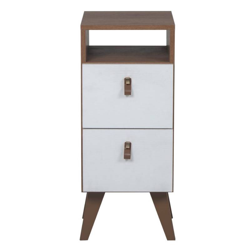 Ricchezze Leggero Mesa Luz 2 Cajones 1 Espacio Roble Kendall Coñac/Blanco Texturado