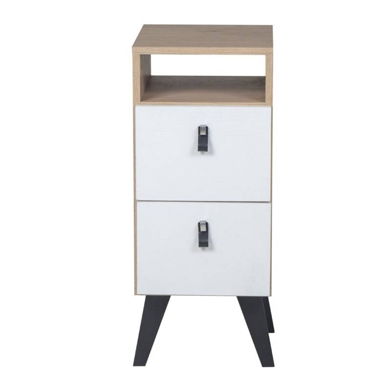 Ricchezze Leggero Mesa Luz 2 Cajones 1 Espacio Roble Kendall Natural/Blanco Texturado